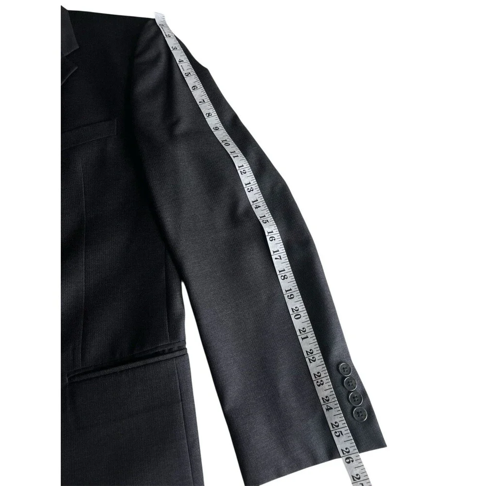 Joseph Abboud Men’s 40L 34x32 2pc Suit Super 100s Wool Pleated Cuffed Black